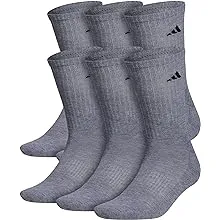 adidas Men's Athletic Cushioned Crew Socks with Arch Compression for a Secure Fit (6-Pair)