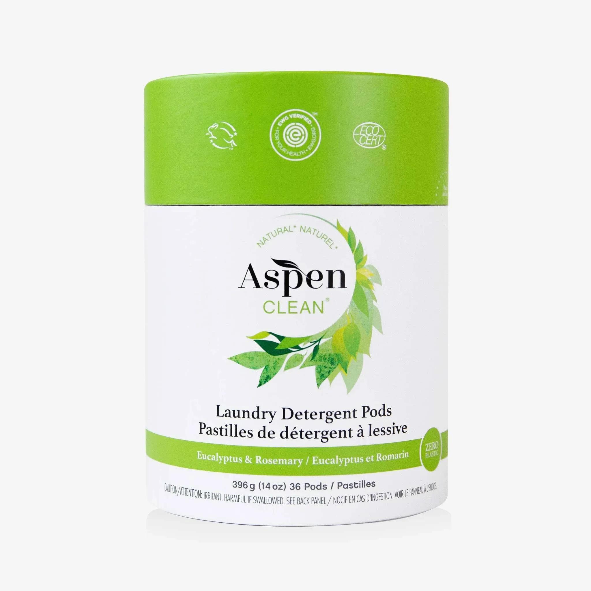 Eucalyptus Laundry Pods by AspenClean, New and Improved Packaging, Zero Plastic, EWG Verified™, Vegan, Hypoallergenic Natural Laundry Detergent - 36 Count