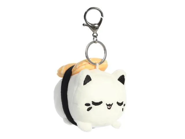 Aurora® - Mini White Tasty Peach® - 3.5' Salmon Sushi Meowchi Keychain - Enchanting Stuffed Animal