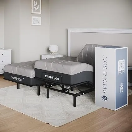 Sven & Son Essential Adjustable Bed Base (Frame) + 10 inch Memory Foam Matt (Firm), Easy Assembly, Head and Foot Lift, Memory Positions, Zero Gravity, Wireless Remote - Full