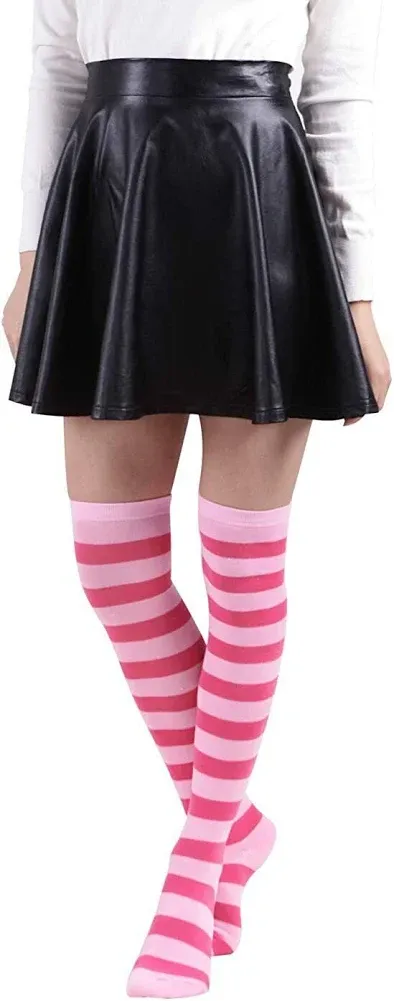 HDE Women&#039;s Extra Long Striped Socks Over Knee High Opaque Stockings