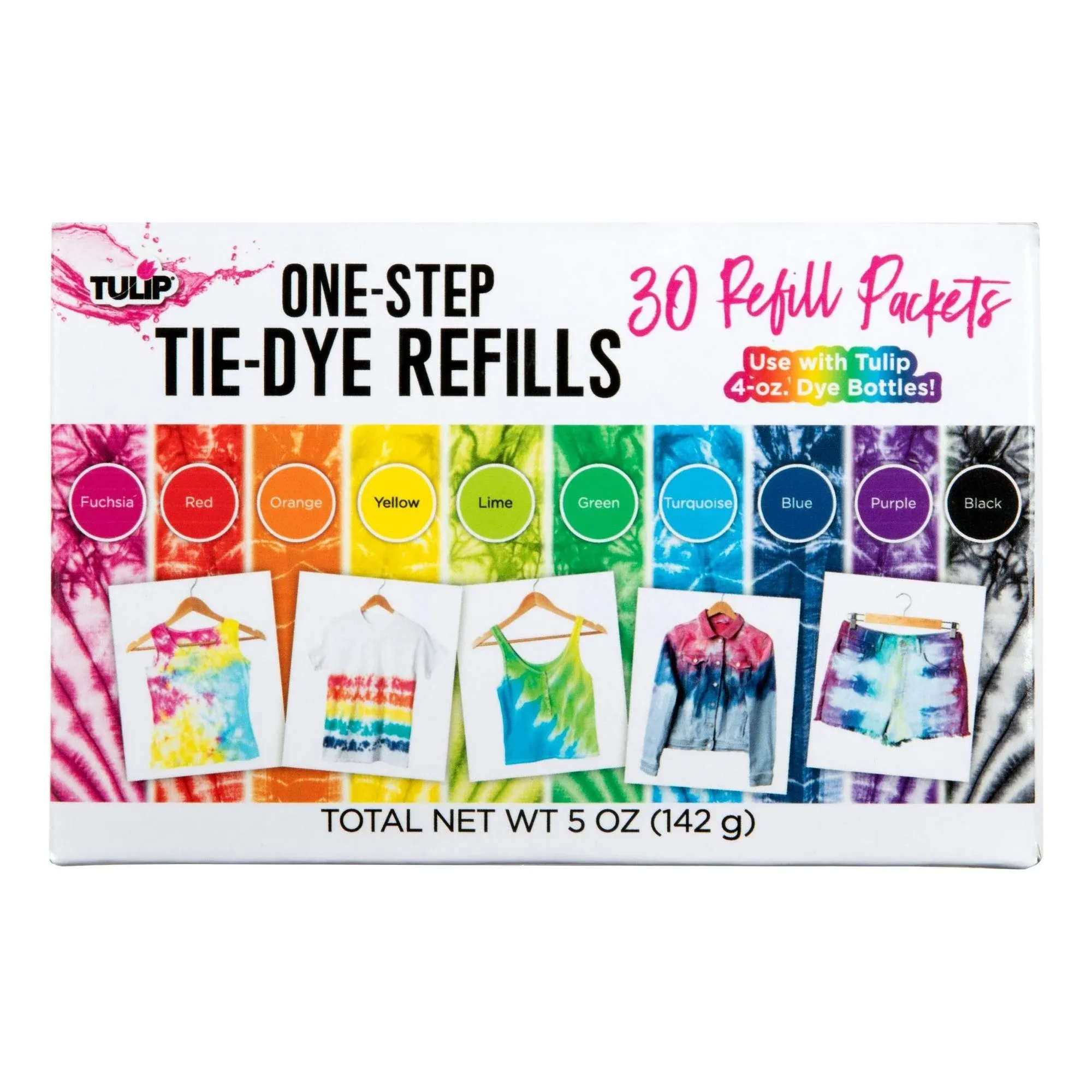 Tulip One-Step Tie-Dye Kit Refills 30 Pack, Rainbow Tie Dye