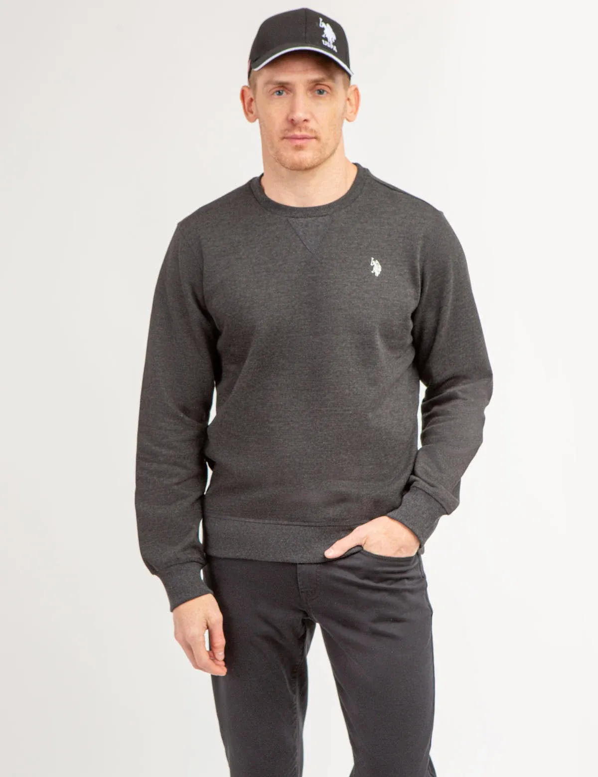 U.S. Polo Assn. Long Sleeve Popover Crew Neck Fleece Sweatshirt