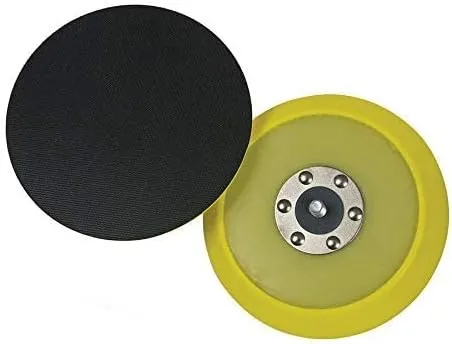 Lake Country Dual-Action 5” Backing Plate” - Flexible Polishing Pad Plate w/Smooth Finish - Hook and Loop Pad Fastener - Black & Yellow Polisher Backing Plate with Inner Steel Construction