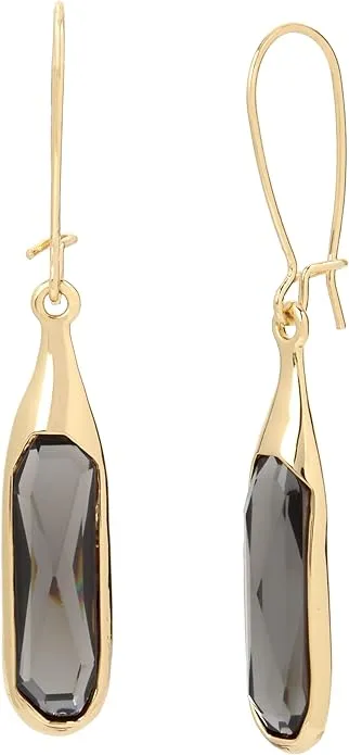 Robert Lee Morris Faceted Stone Long Drop Goldtone Earrings - Black