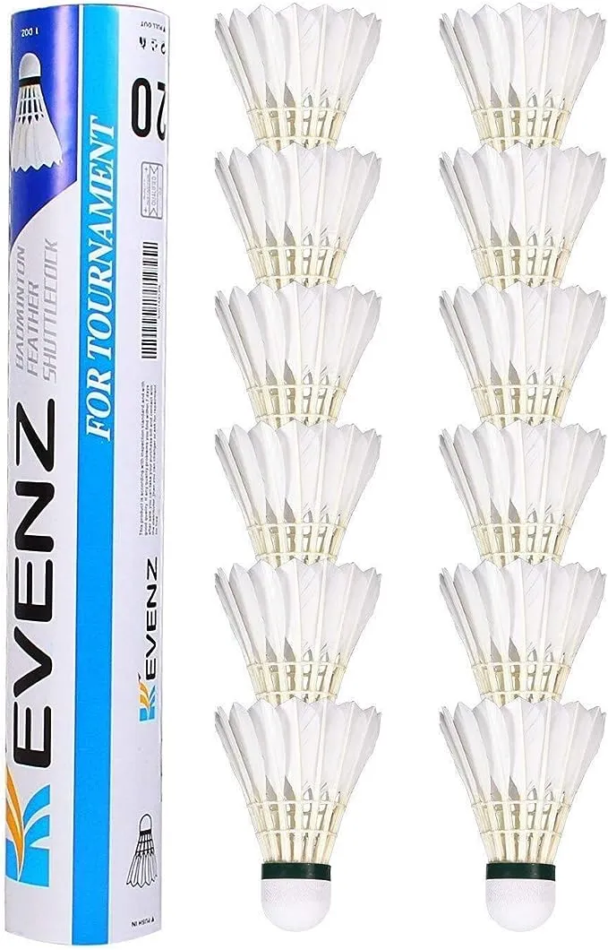 KEVENZ Goose Feather Badminton Shuttlecocks with Great Stability and Durability, High Speed Badminton Birdies