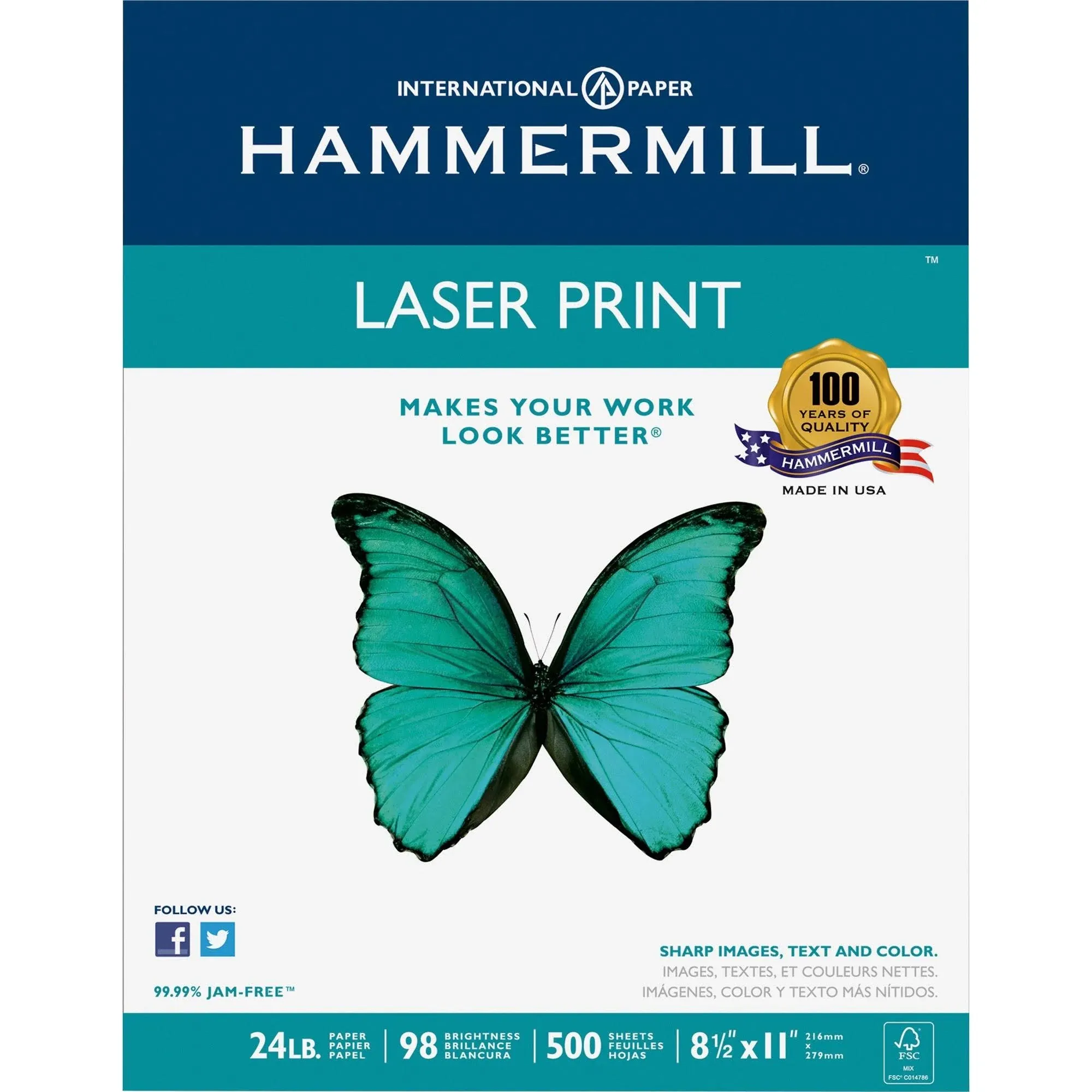 Premium Laser Print Paper, 98 Bright, 24 Lb Bond Weight, 8.5 X 11, Whi