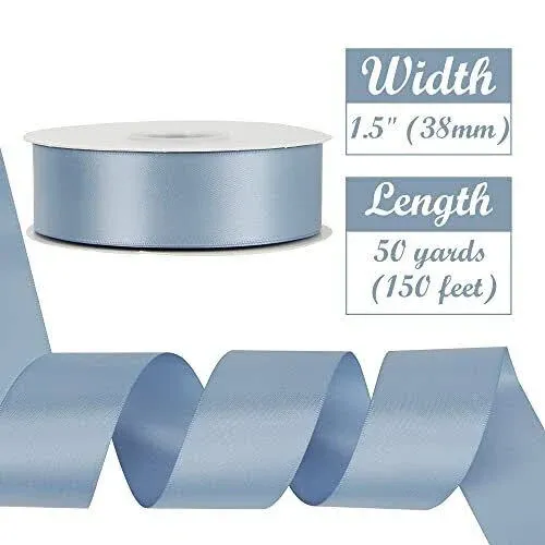 Double Face Satin Ribbon, 50 Yards, Dusty Blue