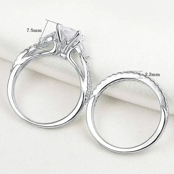 Newshe Jewellery Engagement Wedding Ring Set