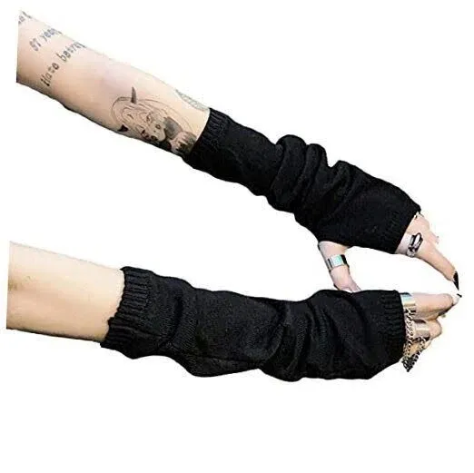 Skateboard Frog Women Gloves Goth Arm Sleeve Cool Black Moon Cross Printed Hip Hop Arm Warmers