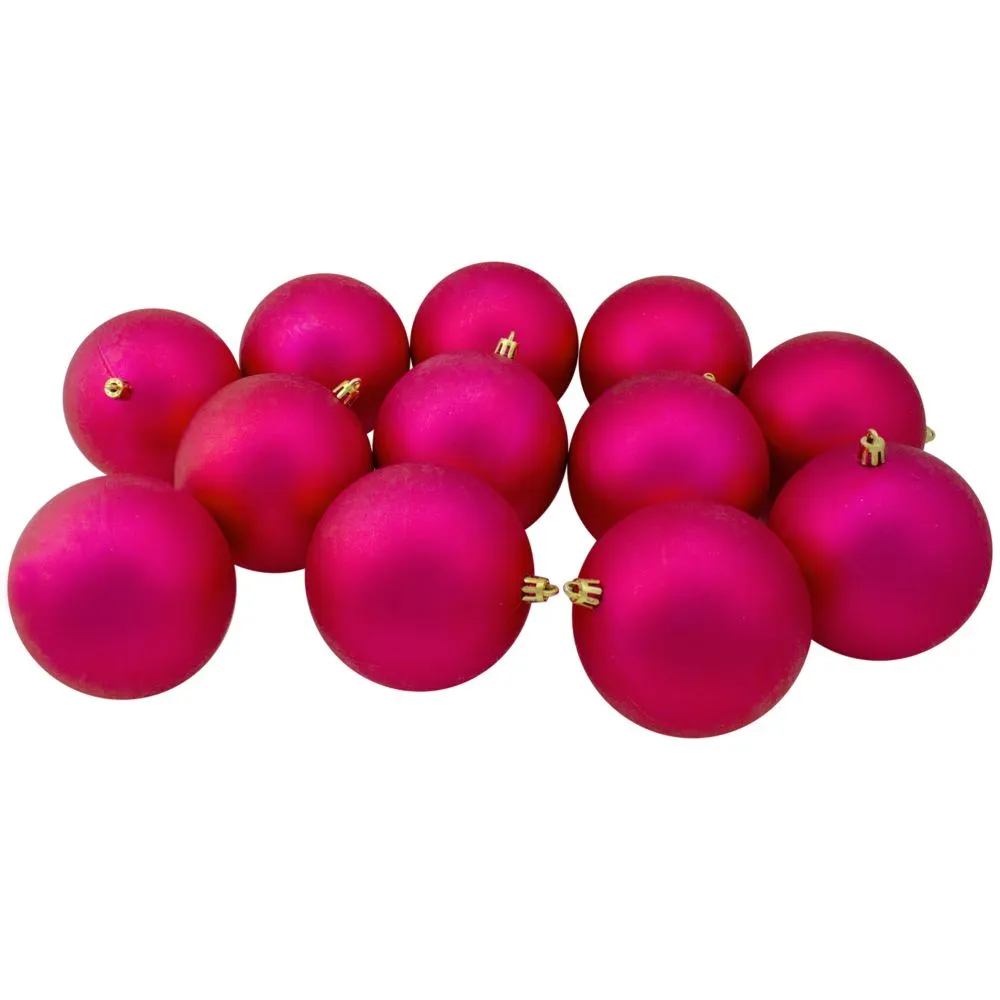 Northlight 12ct Matte Pink Magenta Shatterproof Christmas Ball Ornaments