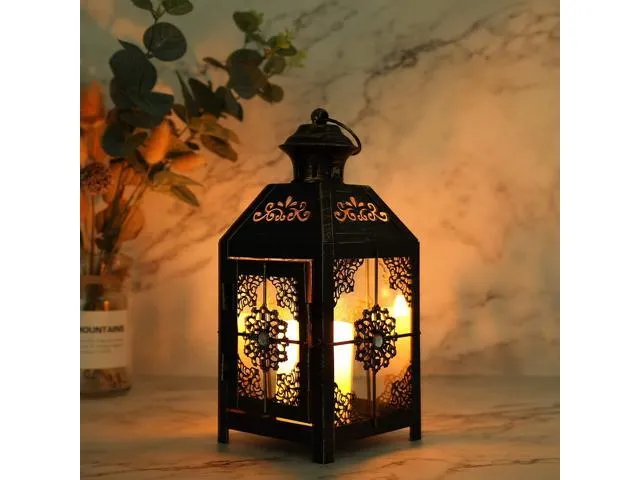 JHY DESIGN Decorative Candle Lantern 15''High Vintage Style Hanging Lantern Metal Candleholder for Indoor Outdoor Events Parities and Weddings（White）