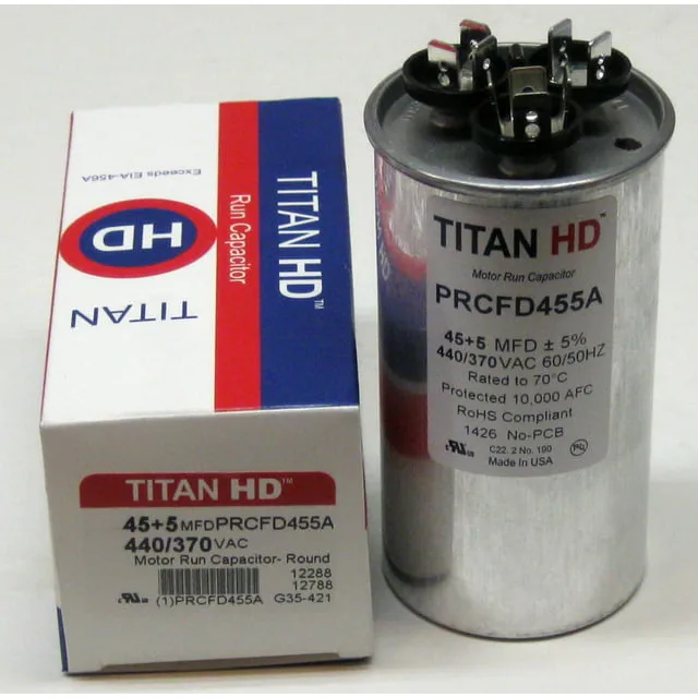 Titan HD 45+5MFD, 440/370V, Round CapacitorTitan HD 45+5MFD, 440/370V, Round Capacitor