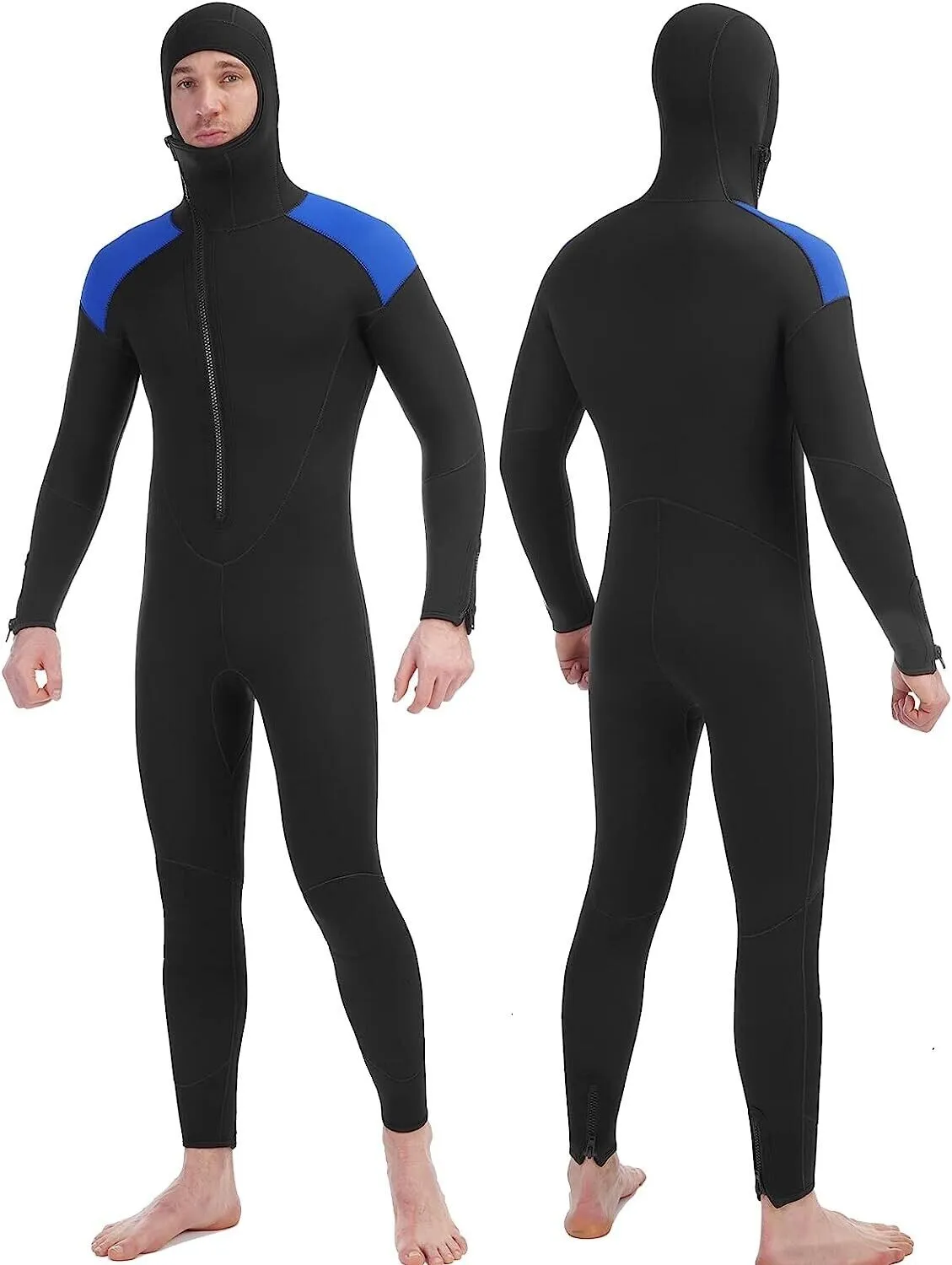 REALON Mens Wetsuit 5mm Full Scuba Diving Suit Front Zipper Hoodie SIZE 3XL