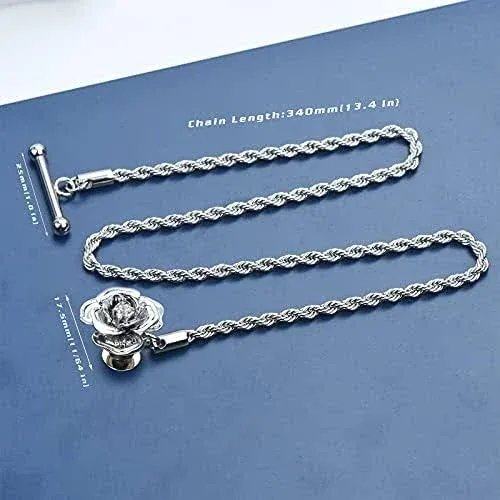 Lapel Chain for Men Brooch with Hanging Chain Costume Pin Suit Shirt Tuxedo Stud Collar Lapel Pin Men's Accessories