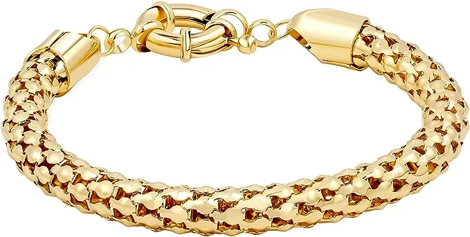 18K Gold Plated Popcorn Mesh Bracelet