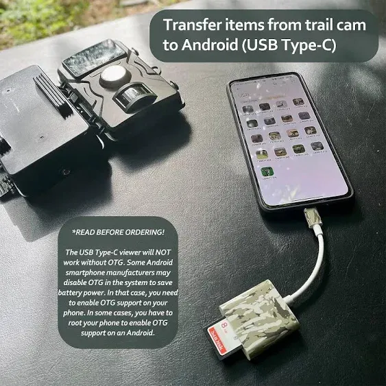 Trail Camera Viewer, Plug & Play for Hunters to View Images and Videos from Game Camera for iPhone 15 & Later and Android Devices (USB-C)