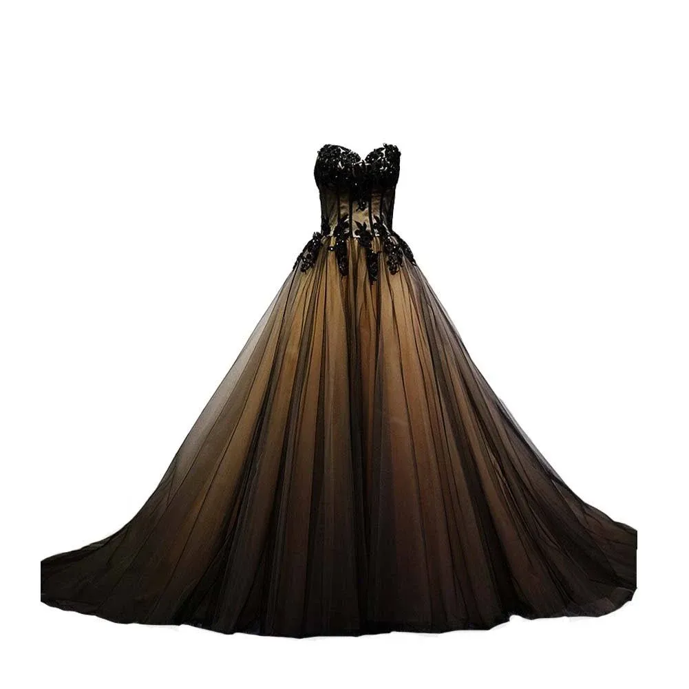 Kivary Sweetheart Gothic Tulle Corset Ball Gown