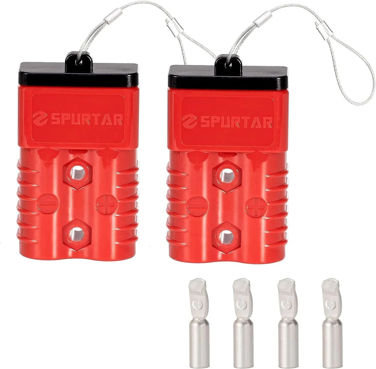 Spurtar 175A Battery Quick Connect, Fits 1/0 Wire 12-36V Quick Connect Jumper Cables Recovery Kit for Car ATV Lifts Motors Trailer Towing Winch Battery Terminal Connectors, 2PC, Red