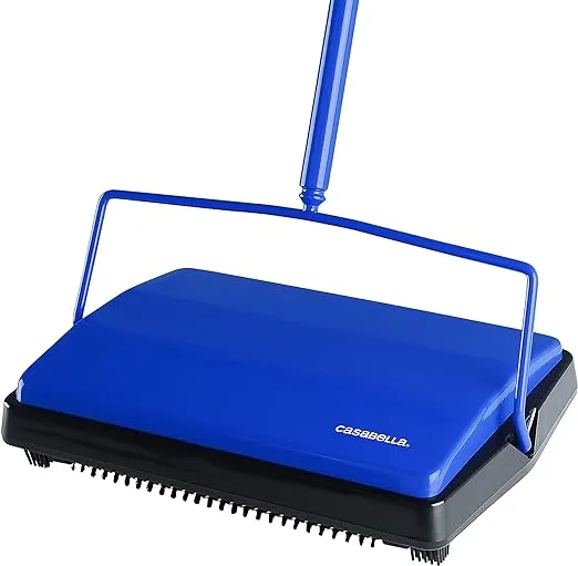 Casabella Floor &amp; Carpet Sweeper Manual Non Electric Cleaner - Red