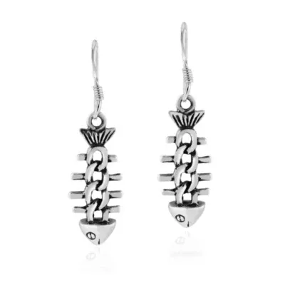 Aeravida Binding Cable Chain Fishbone Skeleton Sterling Silver Dangle Earrings For Women Jewelry Gift