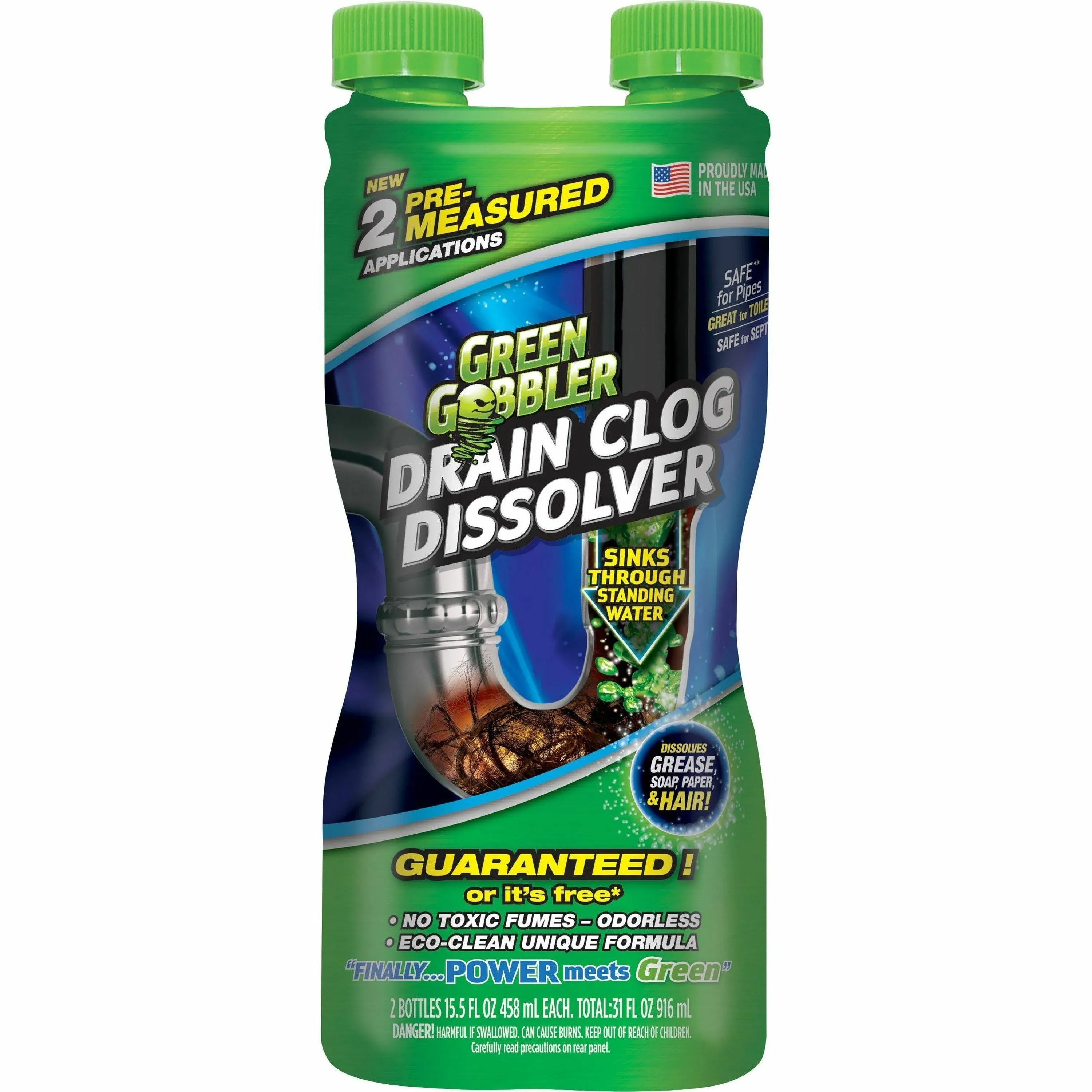 Green Gobbler G8015 31 oz. Dual Chamber Liquid Drain Clog Dissolver