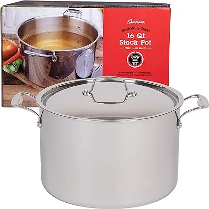 Camerons Stainless Steel Stock Pot with Lid, 16 qt