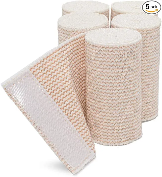 Cotton Elastic Bandage, 4 Inch X 13-15 Feet Stretched Length with Hook and Loop