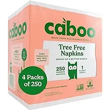 Caboo Tree Free Dinner Napkins - 4 Packs of 150, 600 Total Paper Napkins, Sustainable and Disposable White Napkins