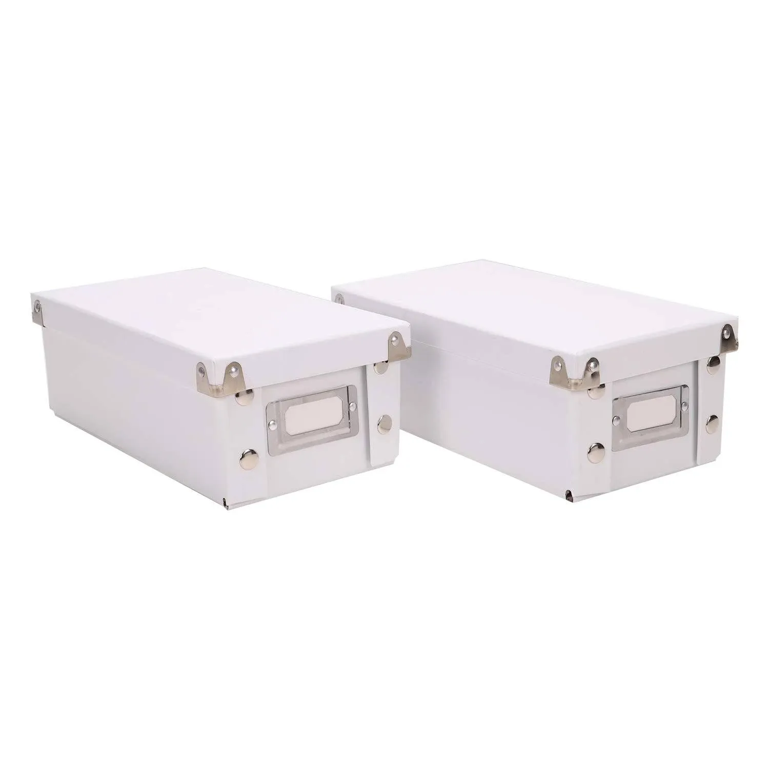 Snap-N-Store Index Card Holder Storage Box - Collapsible Organizer Box Fits 1100 Flash Cards - Business, Recipe, or Note Card - 3 x 5, 2 Pack, White