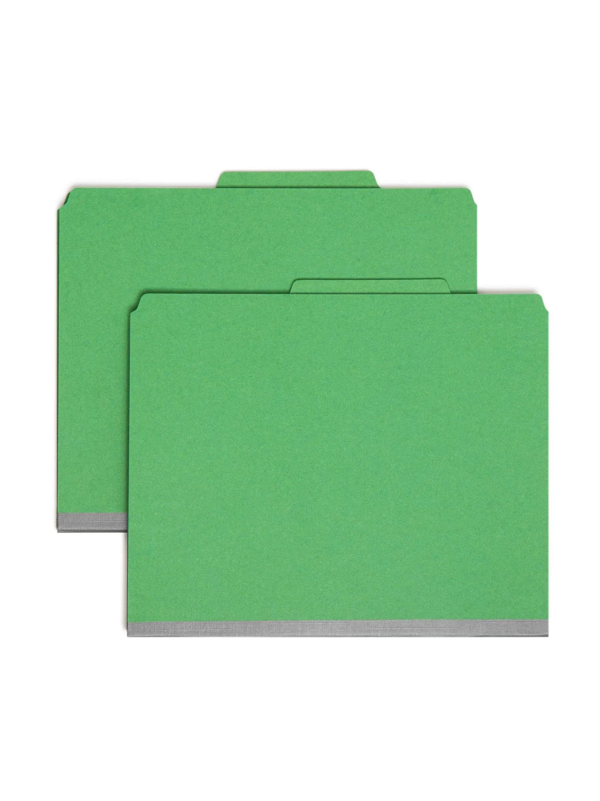 Smead Recycled Pressboard Classification Folders, 2&quot; Expansion, 2 Dividers, 6 Fasteners, Letter Size, Green Exterior, 10/Box 