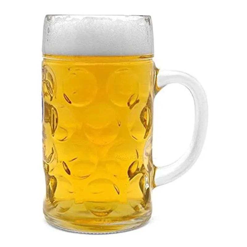 Oktoberfest Large 44 Oz Dimpled Glass Jumbo Beer Mug With Handle Glass Steins...