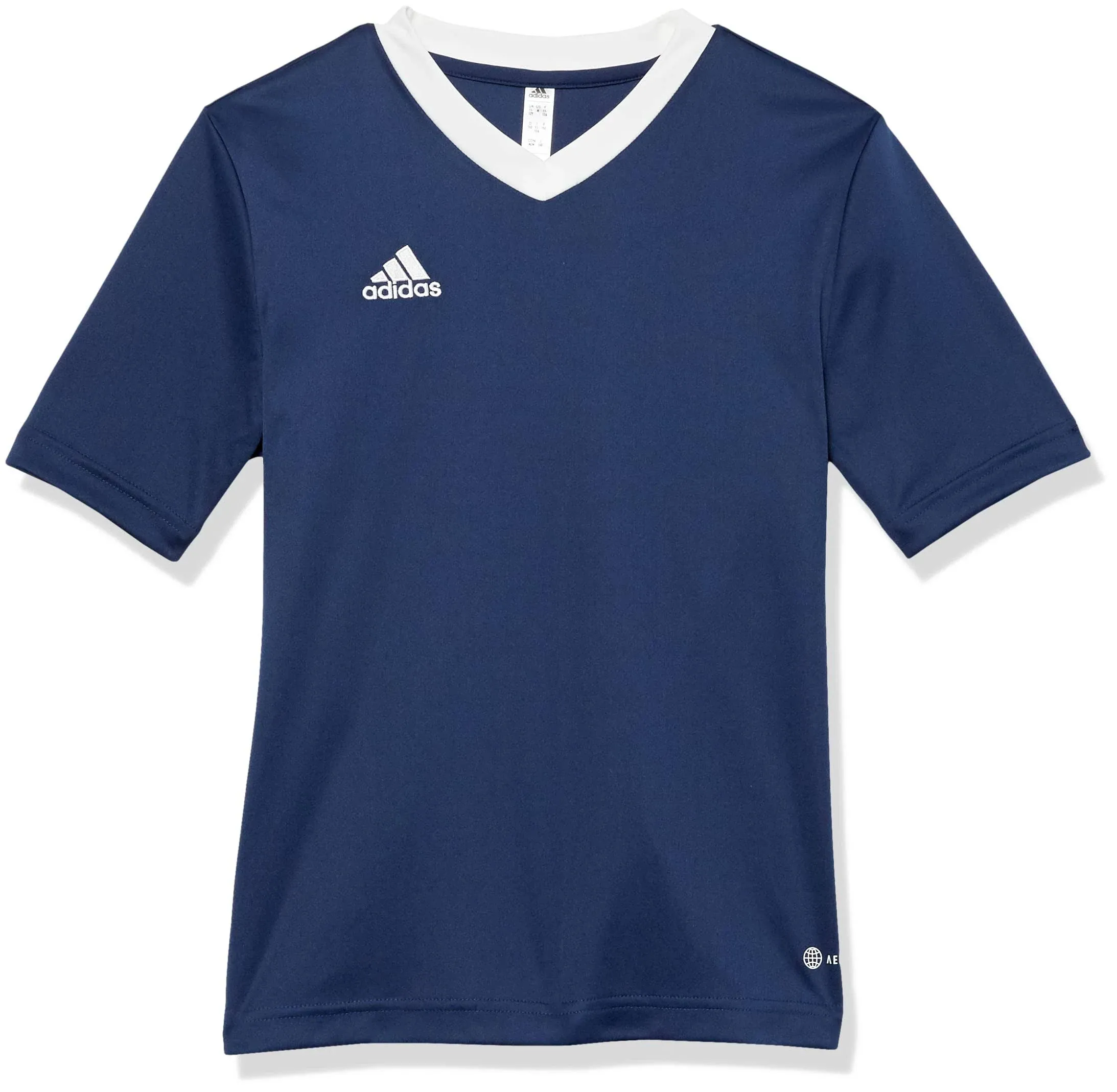 Adidas Youth ENTRADA 22 Tee Shirt Run Navy Training Kid Top Casual Jersey H57564