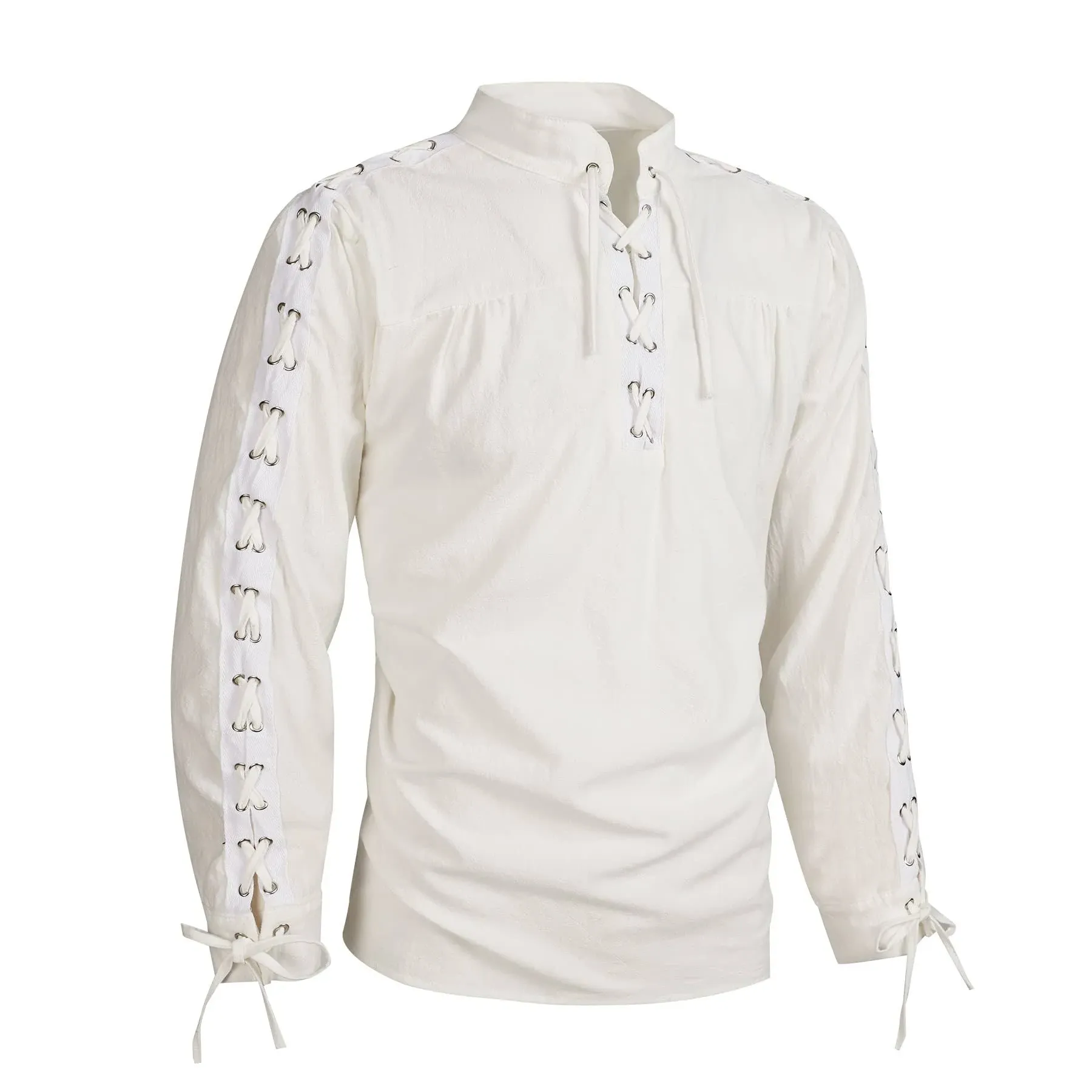 "Laced Sleeve Ruched-Front Nobleman's Shirt"