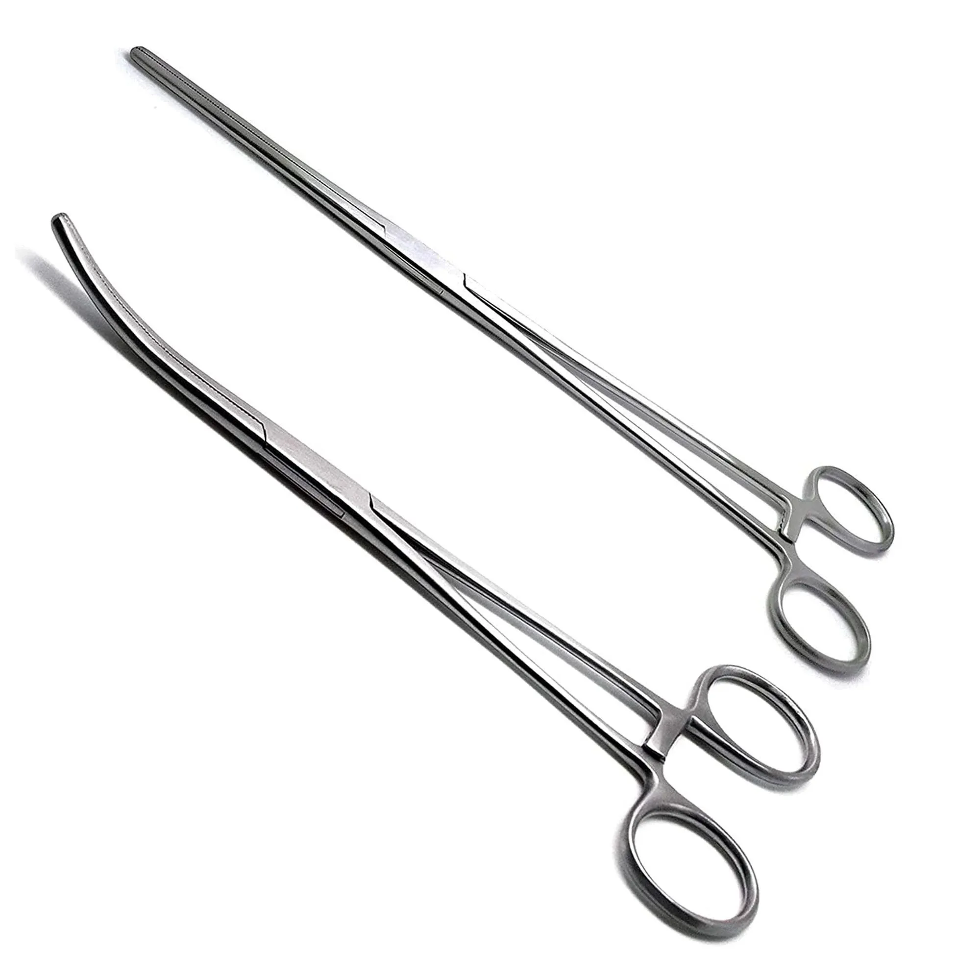 Set of 2 Premium Quality 12' Rochester Pean Hemostat Forceps Straight & Curved Clamps Three Locking Positions - Surgicalonline