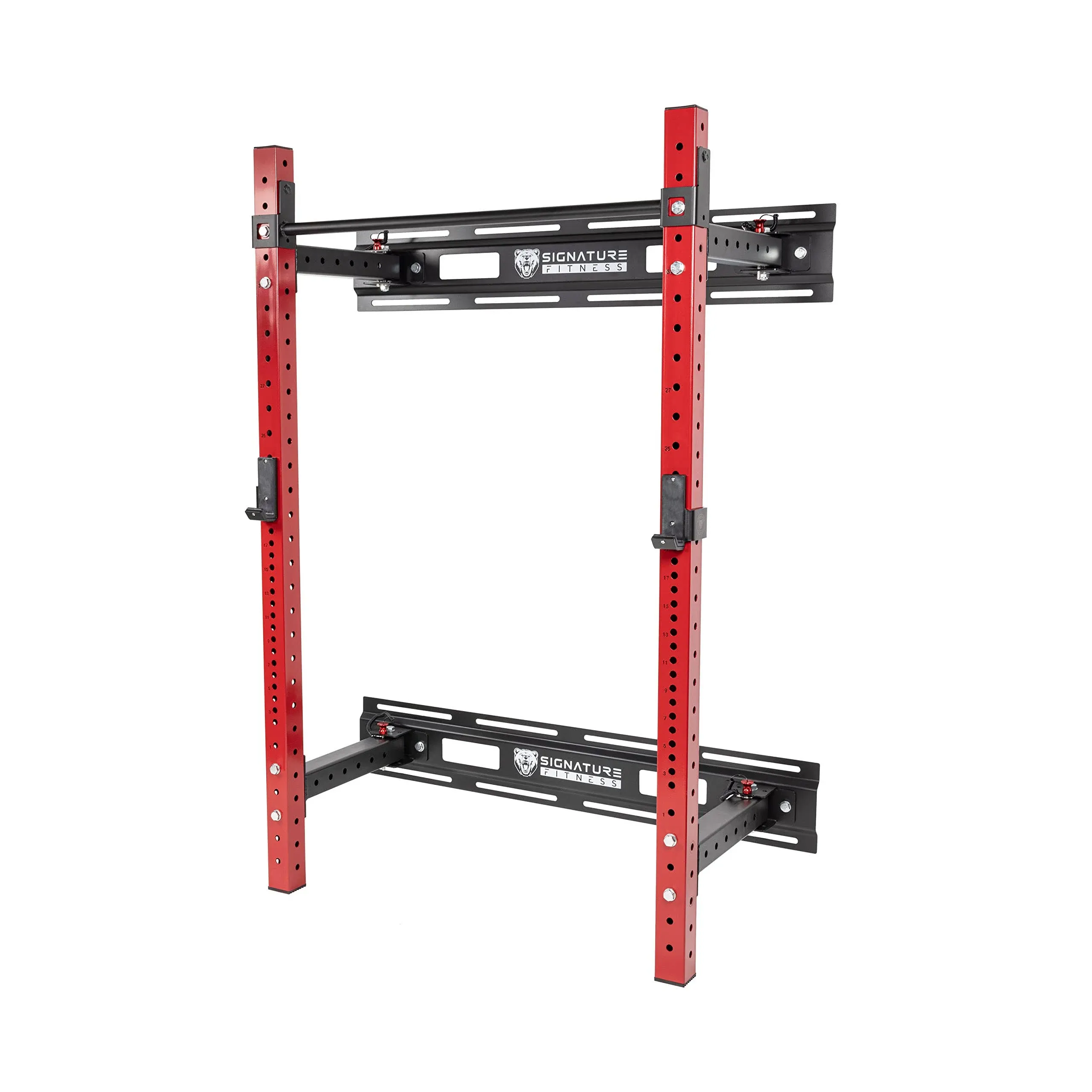  3” x 3” Wall Mounted Fold-in Power Cage Squat Rack with Adjustable Pull Up 