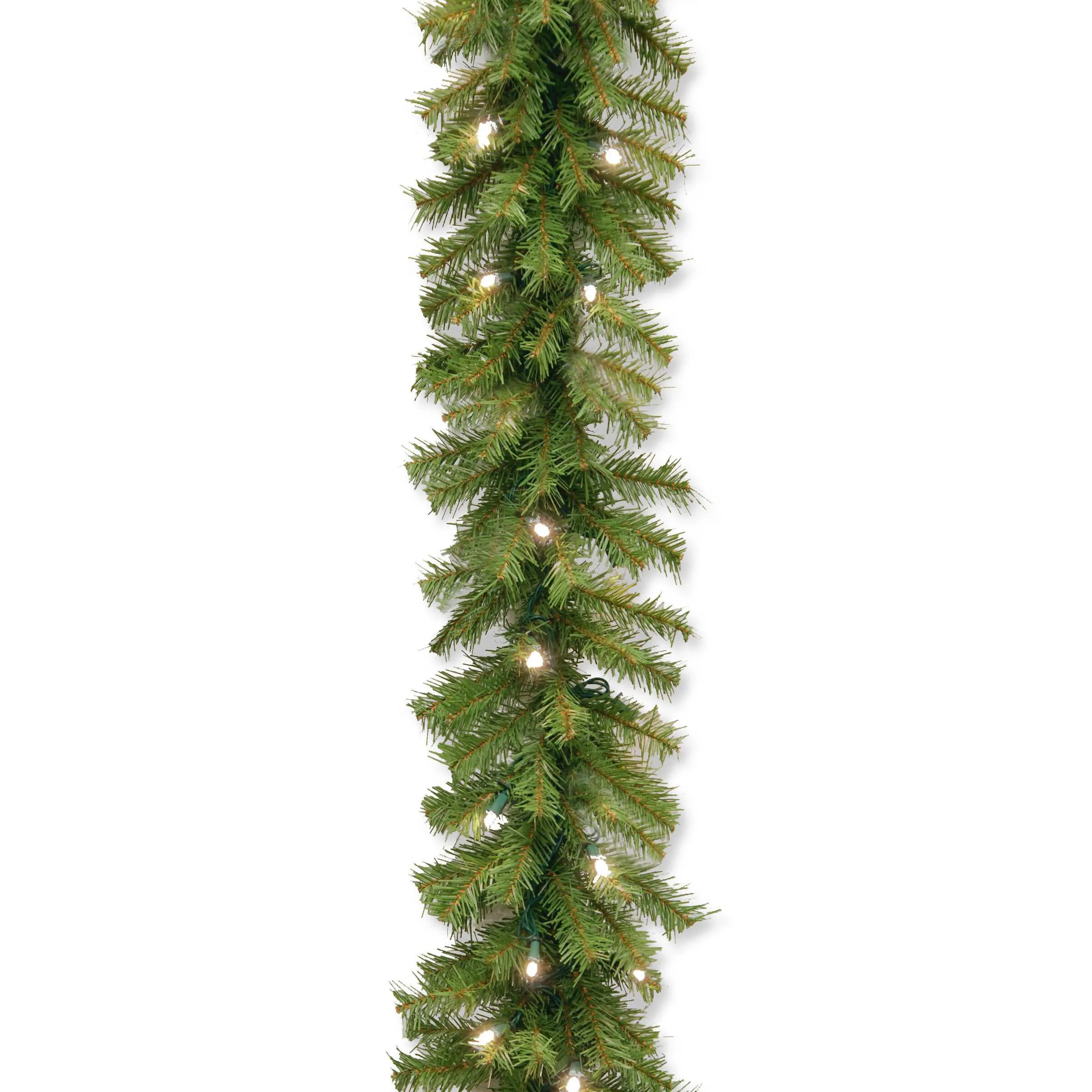 9' x 10" Norwood Fir Garland with 50 Concave Soft White LED Lights - Green