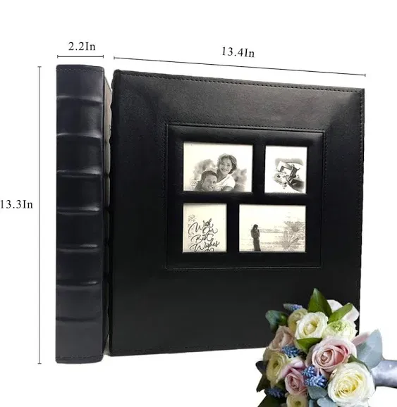 RECUTMS Photo Album Self Adhesive Magnetic DIY Scrapbook 60 Pages 13.3 x 13.4 (inches) Accommodate 8x10 6x8 5x7 4x6 Photo Wedding Album Memory Book