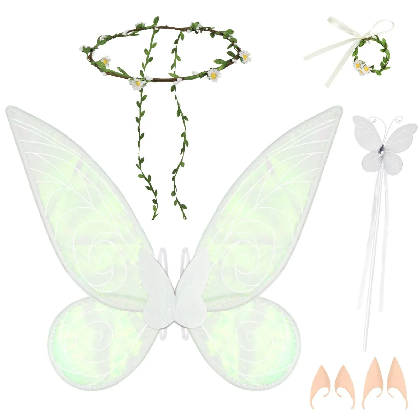 Meetory Fairy Wings for Adults White Sparkle Butterfly Wings for Girls Fairy ...