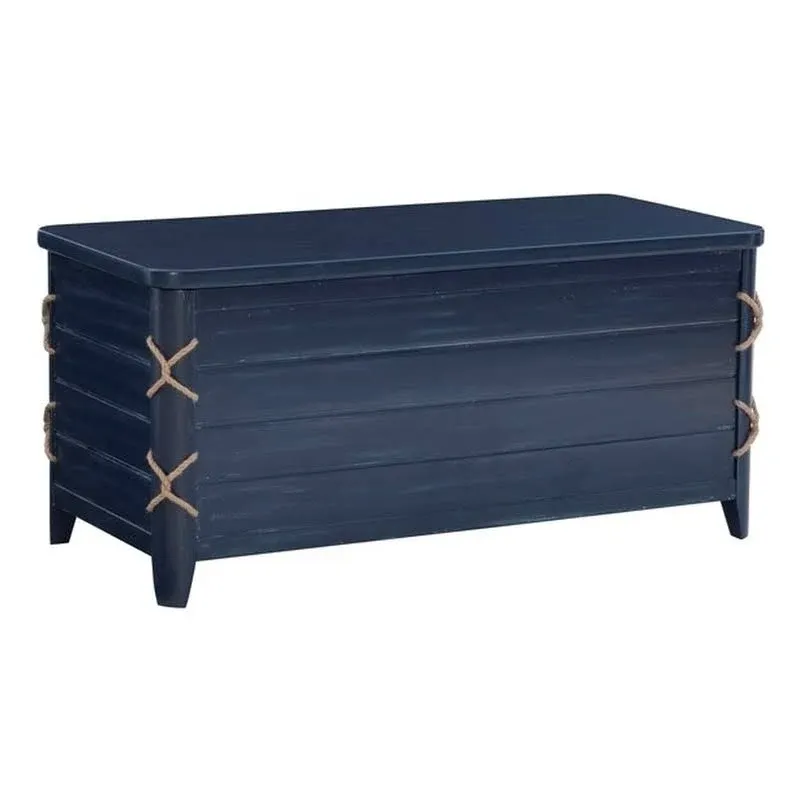 Bowery Hill Modern Wood Rope Cedar Lined Storage Chest in Blue