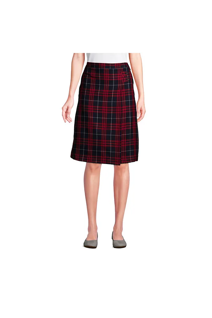 Lands' End Women's Plaid A-Line Skirt Below the Knee