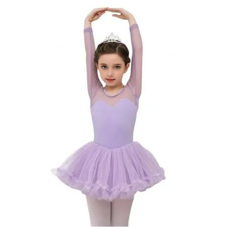 Arshiner Girls Ruffle Sleeve Ballet Dance Dress Tutu Skirted Leotard