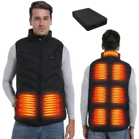 Aptoco Electric Heated Vest 6 Zones with USB Security Intelligent Constant Temperature Heating Vest for Women Men Winter Outdoor Skiing Hiking with Battery