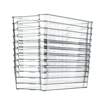 Set of 6 Refrigerator Organizer Bins Clear Stackable Trays for Fridge Freezer