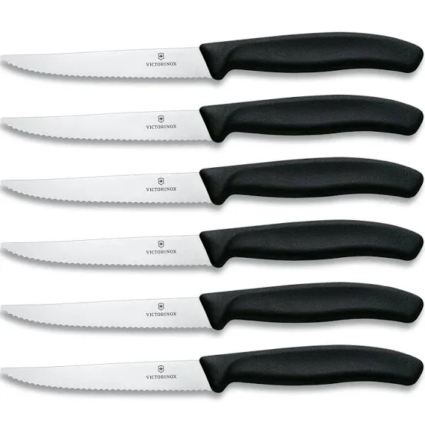 Victorinox Swiss Classic 6-Piece Steak Set (4½" Spear Point Serrated) Black, 4.25 x 0.5 x 0.5 inches, Multicolor