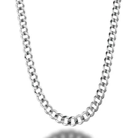 Savlano Sterling Silver Italian Solid Curb Cuban Link Chain Necklace