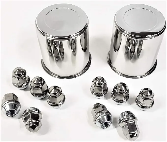 TWO Trailer Lug & Cap Sets - Stainless Hub Cover & 5 SS Lugs 3.19" Center Bore