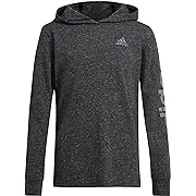 Kids' Adidas Logo Hooded Long Sleeve T-Shirt Medium Black Heather