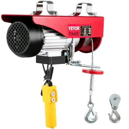 VEVORbrand Lift Electric Hoist 880lbs Electric Hoist 110v Remote Control Electric Winch Overhead Crane Lift Electric Wire Hoist for Factories Warehouses Construction Building Goods Lifting