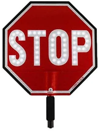 18" LED Lighted Reflective Paddle Stop Sign Stop/Stop